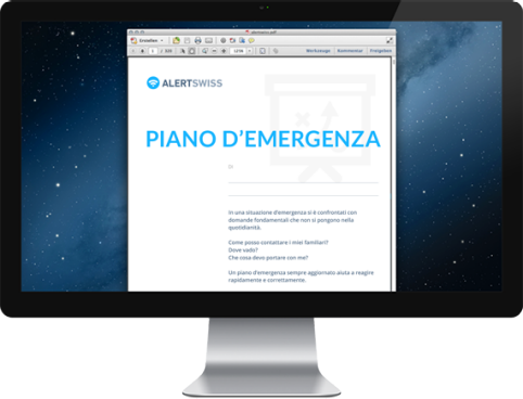 L'immagine mostra il piano di emergenza su PC